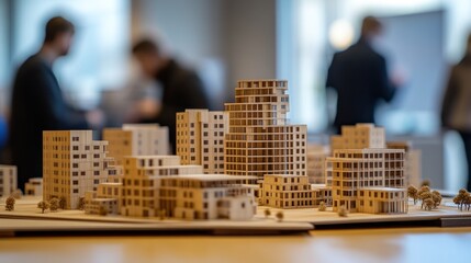 Obraz premium Wooden Model of Cityscape