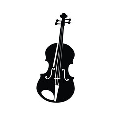 Fototapeta premium a simple vintage music violin icon, black color vector silhouette