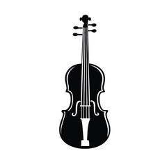 Fototapeta premium a simple vintage music violin icon, black color vector silhouette