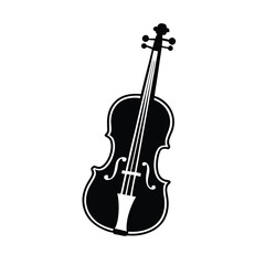 Fototapeta premium a simple vintage music violin icon, black color vector silhouette