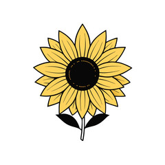 Fototapeta premium a sunflower silhouette vector art illustration, isolated white background 