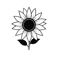 Fototapeta premium a sunflower silhouette vector art illustration, isolated white background 