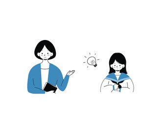 女子生徒にアドバイスする教師