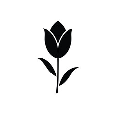 a tulip flower silhouette vector art illustration, isolated white background, 