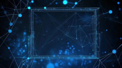 Obraz premium Abstract digital background with interconnected lines and nodes in blue tones.