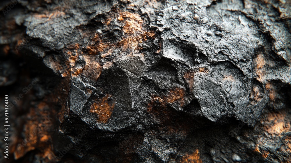 Poster close-up of textured rock surface showcasing dark and light mineral patterns.