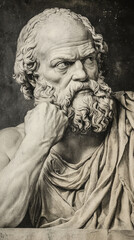 Fototapeta premium Deep in thought, Socrates contemplates profound ideas with intensity