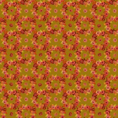 Seamless floral pattern bright watercolor flowers leaves wreath  circles colorful hand drawn background