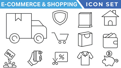 E-commerce avd Shopping icons collection set. Online shopping thin line icons. Shop icons vector