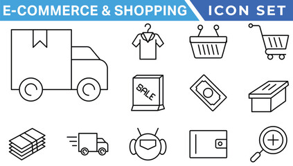 E-commerce avd Shopping icons collection set. Online shopping thin line icons. Shop icons vector