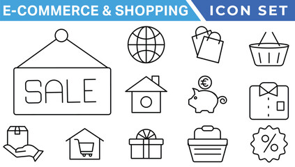 E-commerce avd Shopping icons collection set. Online shopping thin line icons. Shop icons vector