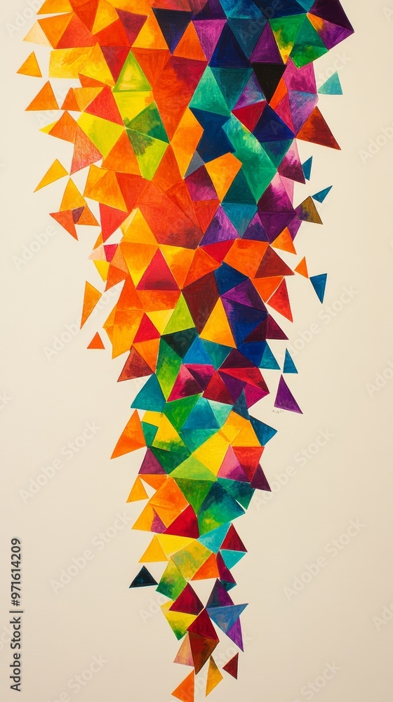 Poster colorful triangles creating abstract geometric pattern background