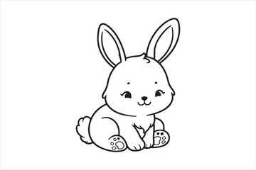 Fototapeta premium Cute baby bunny outline image 5.eps