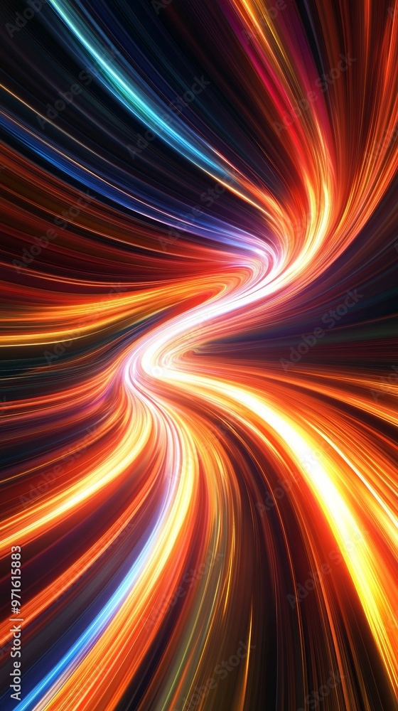 Poster abstract light trails flowing creating colorful swirls