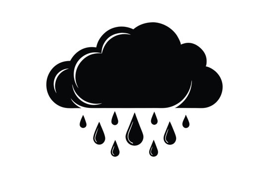 black cloud raining drops on white clip art preview