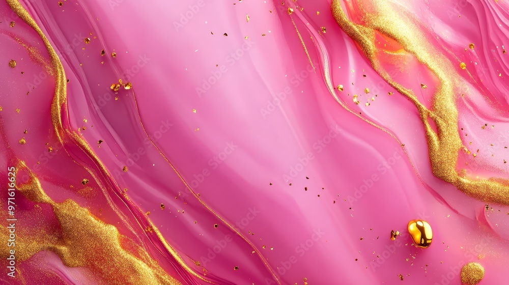 Poster abstract pink marble background with gold brushstrokes. this image is perfect for adding a touch of 