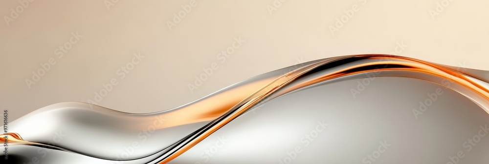 Aufkleber an abstract image featuring a metallic wave with a sleek sheen. the wave is reminiscent of flowing w