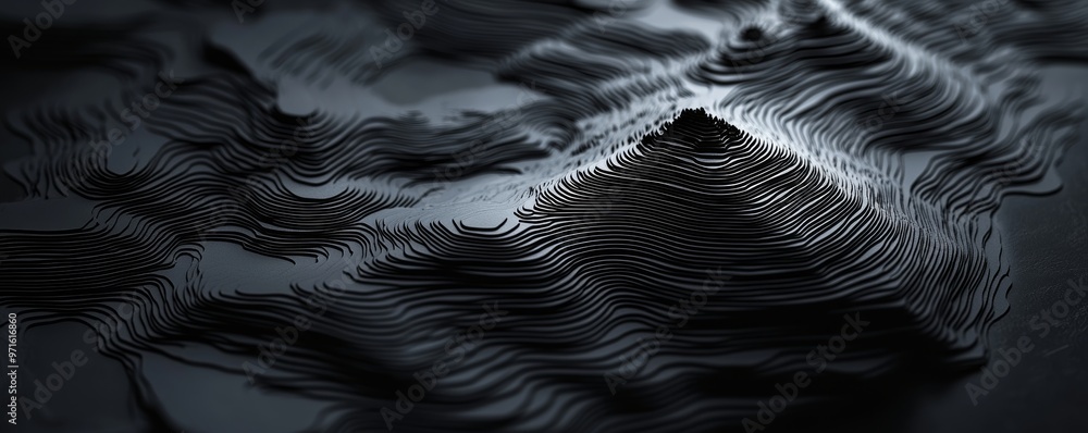 Poster Abstract 3d topographic relief map rendering showing elevation lines