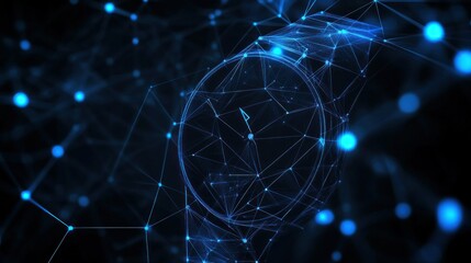 A digital watch surrounded by a network of glowing blue lines and nodes.