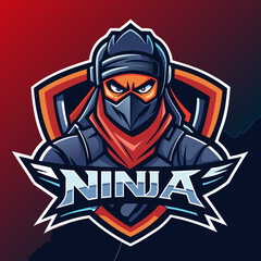 Japanese warrior ninja samurai mascot esport game logo illustration for sport game team