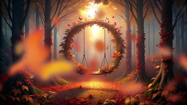 dry leaf circle autumn effect and falling leaf effect