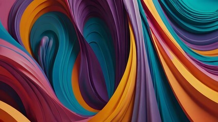 Fototapeta premium A colorful abstract artwork featuring layered, curved shapes that create a sense of depth and movement