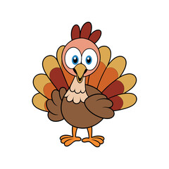 Cartoon cute Turkey Clipart isolated vector illustration