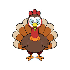 Naklejka premium Cartoon cute Turkey Clipart isolated vector illustration