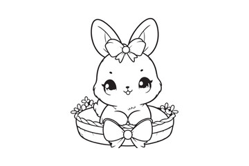 Fototapeta premium Cute baby bunny outline image 46.eps
