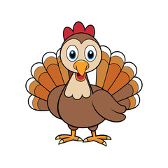 Cartoon cute Turkey Clipart isolated vector illustration