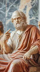 Fototapeta premium Socrates questioning group of young scholars in classical setting