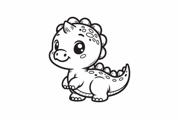Obraz premium Cute baby dinosaur outline image 2.eps