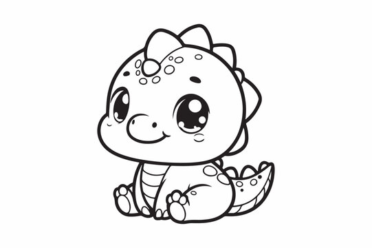recommend clip art: Cute baby dinosaur outline image 4.eps
