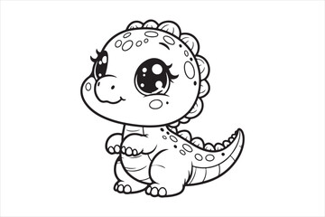 Cute baby dinosaur outline image 26.eps