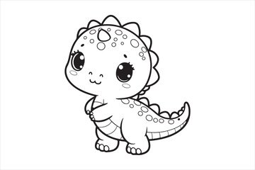 Cute baby dinosaur outline image 28.eps