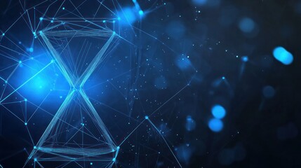 Obraz premium A digital hourglass symbolizing time and connection in a networked environment.