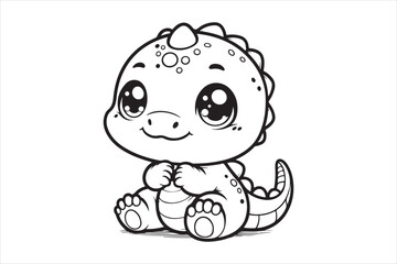 Cute baby dinosaur outline image 