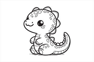 Cute baby dinosaur outline image 