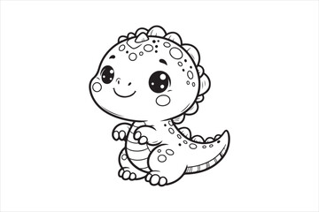 Cute baby dinosaur outline image 52.eps