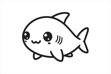Cute baby shark outline silhouette