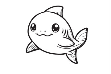 Cute baby shark outline silhouette