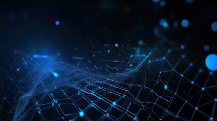 Obraz premium Abstract blue network design with glowing lines and particles, representing technology and data.