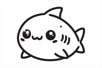 Cute baby shark outline silhouette