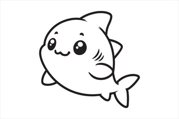 Cute baby shark outline silhouette