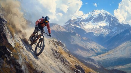 Fototapeta premium Mountain Biking Adventure in the Majestic Himalayas