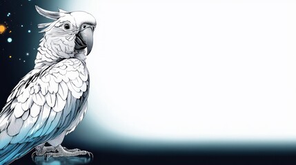 A stylized illustration of a parrot against a gradient background.