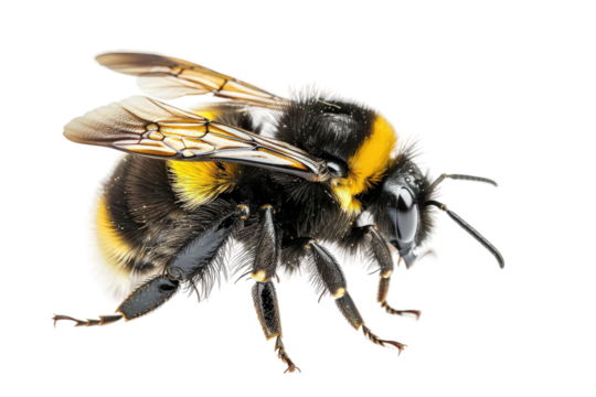 High Quality Bee Image in 4K Isolated on Transparent Background with Clear Details and Vivid Colors Ideal for Creative Digital Designs and Stock Media