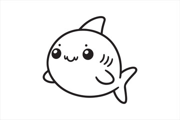Cute baby shark outline silhouette