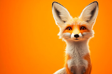 Obraz premium Smiling fox against a bright orange background