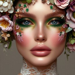 Obraz premium Portrait Frau mit Blumenschmuck